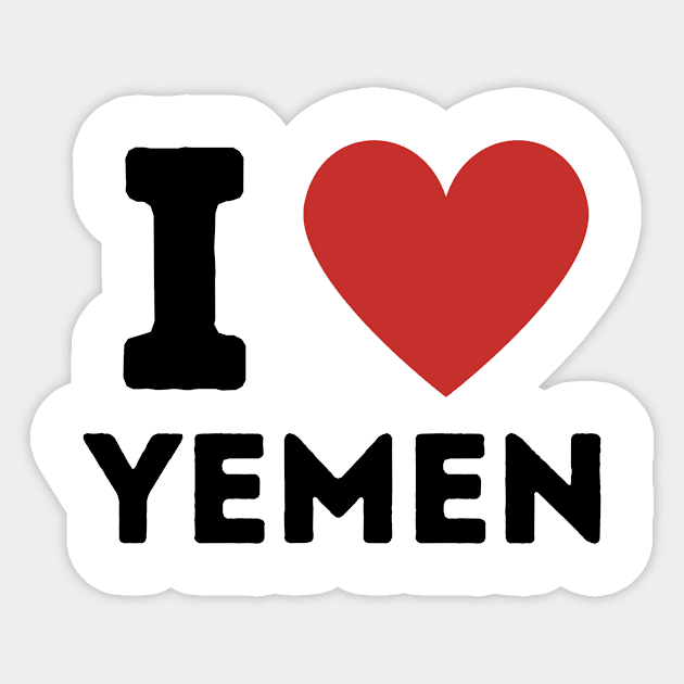 I Love Yemen Simple Heart Design Sticker by Word Minimalism